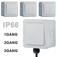 IP66 Waterproof Outdoor Wall Switch 1/2/3 Gang Weatherproof Push Button 16A Power Switch ON OFF for Home and Garden 1