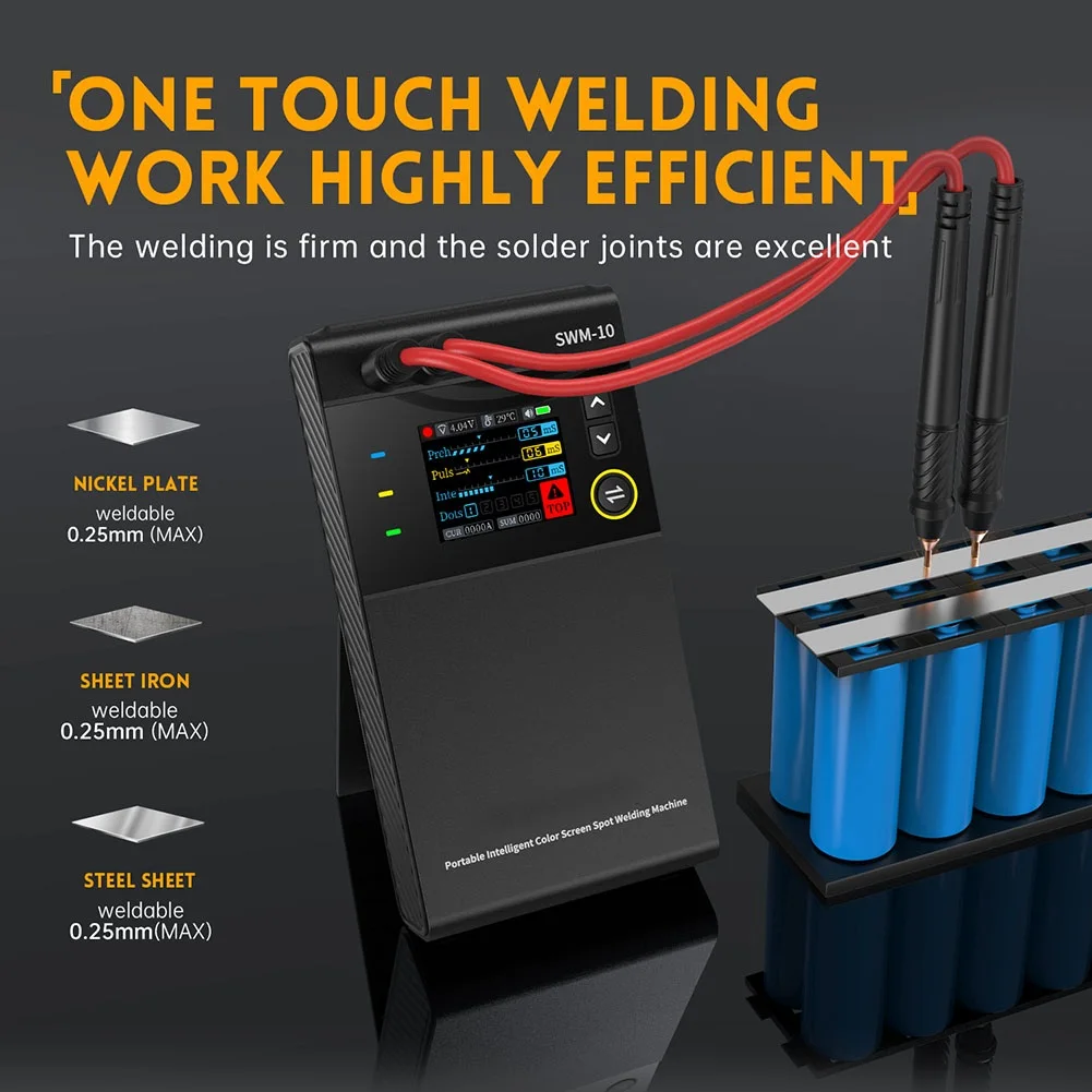 1FNIRSI SWM-10 Portable Battery Spot Welder DIY Mini Welding Machine 18650s Battery Pack Welding Tool 5000mah Weldable 0.25mm 4