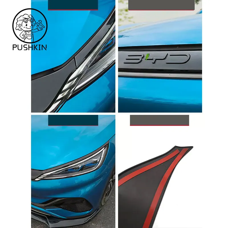 For BYD ATTO 3 Chrome Carbon Fiber Car Door Handle Cover Trim Interior trim Car Stickers