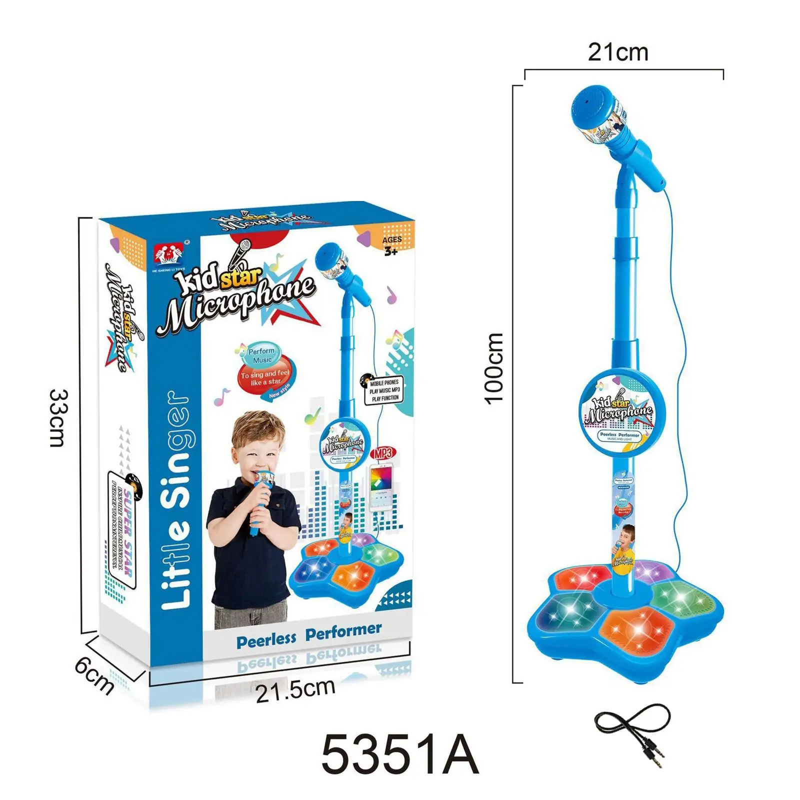 Karaoke Machine Music Toys Kids Microphone and Stand for Age 3+ Years Old