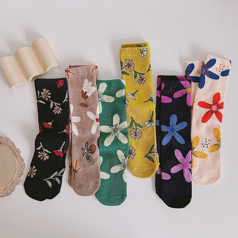 

1-8Y Kids Girls Cotton Socks Knee High Breathable Baby Long Sock Floral Pattern Soft Children Sock Infant Baby Socken