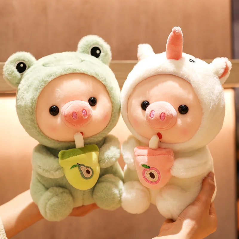 25CM Soft Cute Baby Milk Tea Pig Plush Toy Stuffed Animal Rabbit Frog Unicorn Pillow Doll Toys