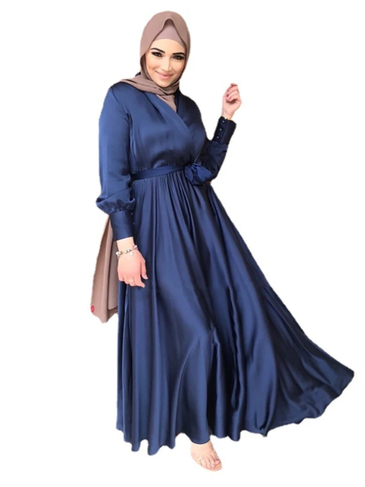 IBAKOM Abaya Donna Maniche A Pipistrello Con Ricamo Floreale - Abito Da Preghiera Musulmano, Caftano Dubai Maxi, Taglia Unica - 3