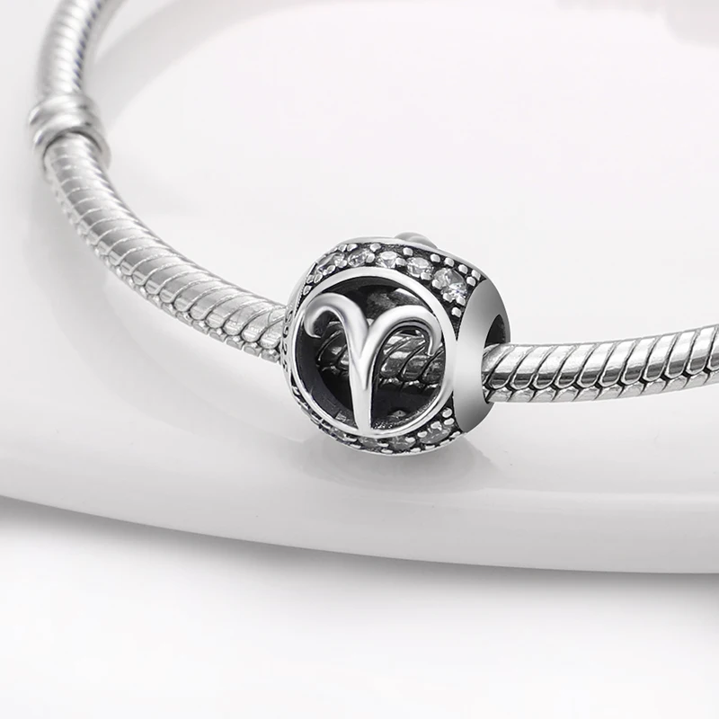 Original 925 Silver Twelve Constellations Leo Aries Virgo Round Charms Beads Fit Qikaola Bracelets DIY Birthday Jewelry Gifts 3