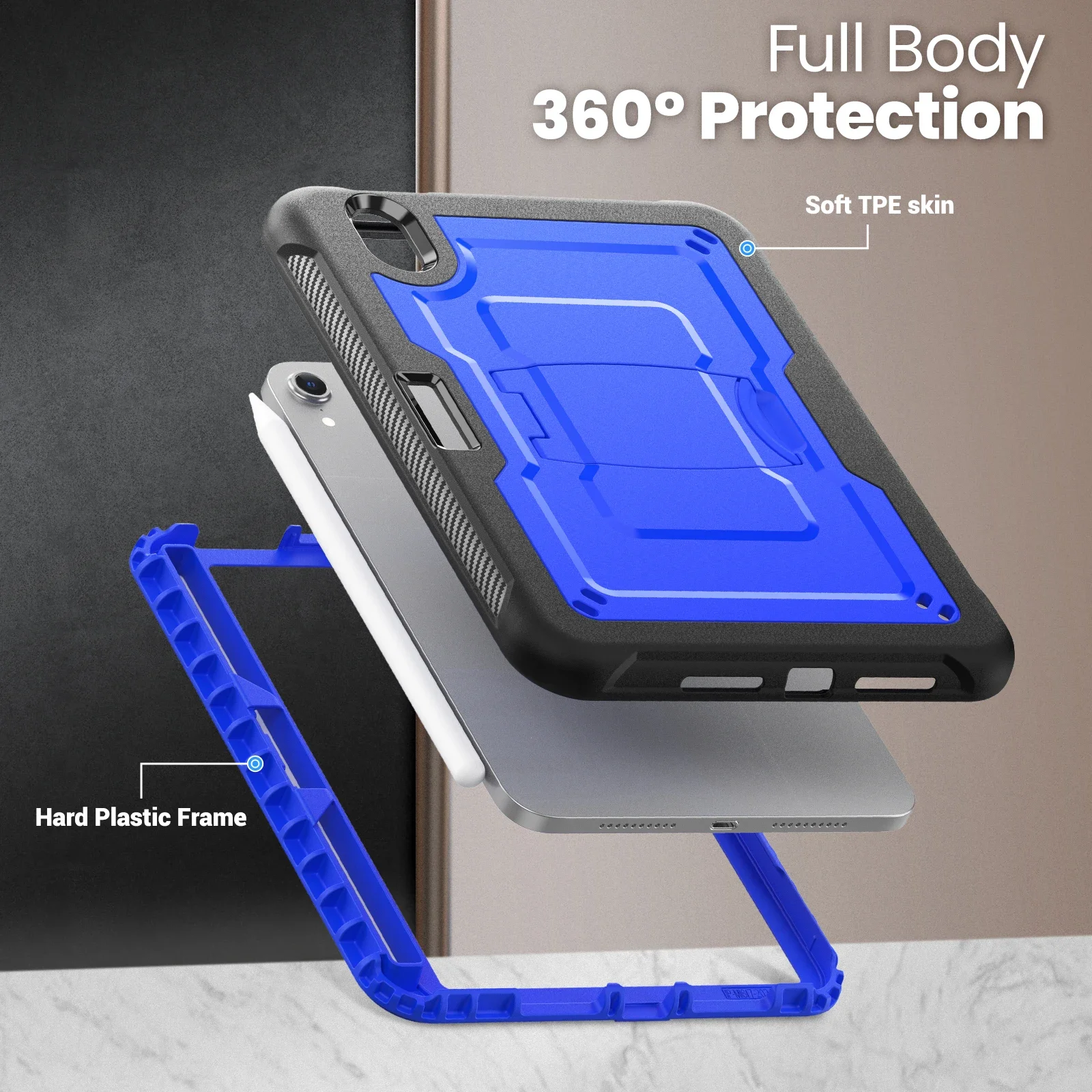 Shockproof Tablet Stand Cover with Shoulder Strap