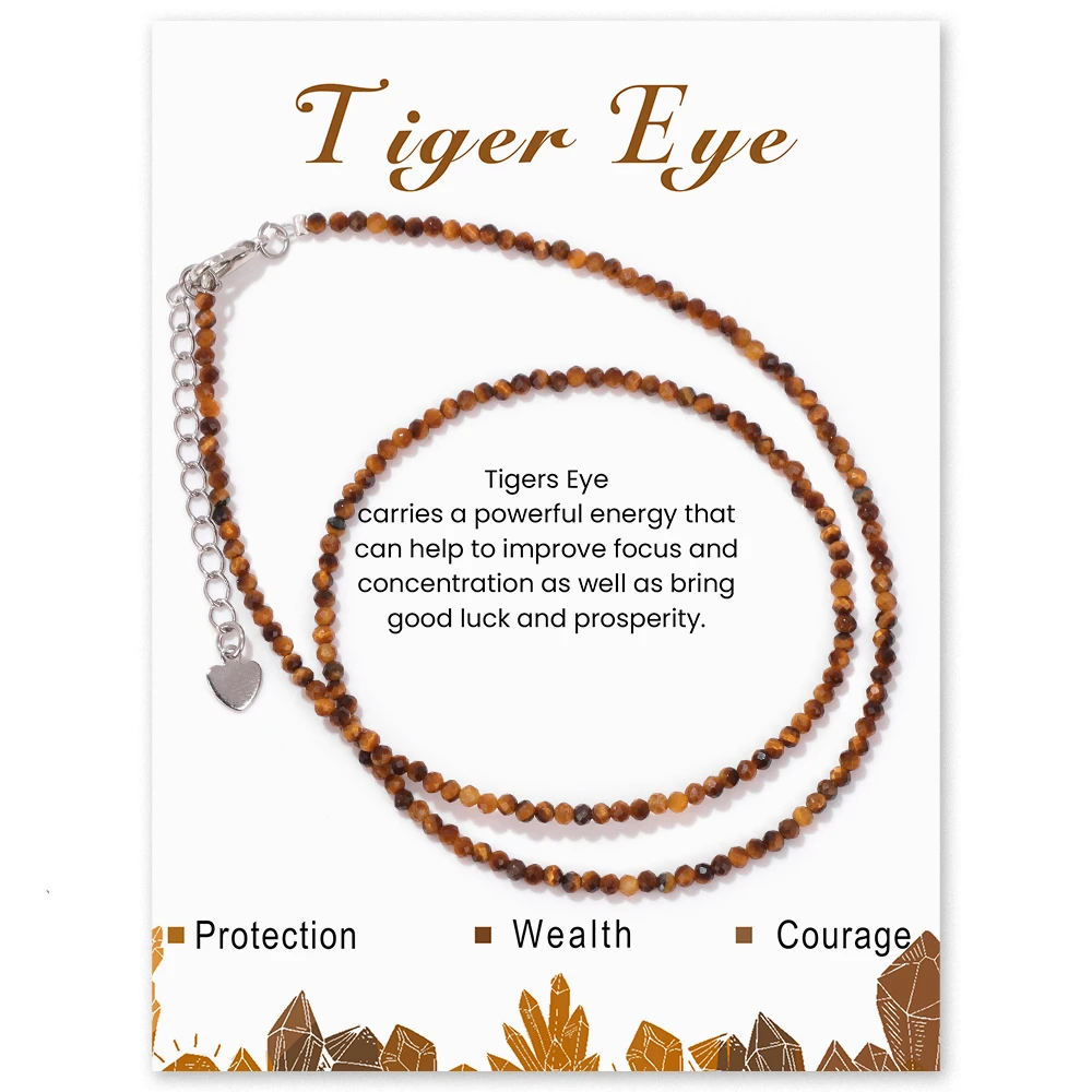 Natural Gem Garnet Necklace 2mm Amethysts Quartzs Obsidian Stone Seed Beads Simple Choker Chain For Women Men Bohemia Jewelry - 3