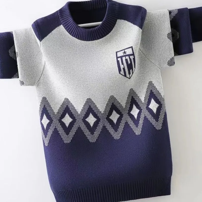2025 남아용 플리스 안감 두꺼운 스웨터 따뜻한 겨울 캐주얼 트렌디 청소년 상의