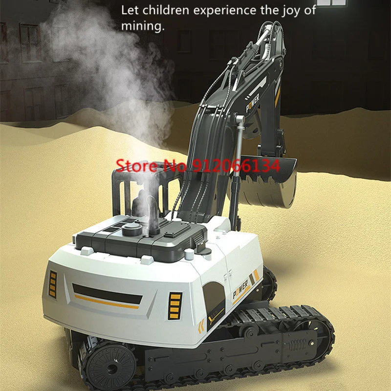 Projection Smoke Remote Control Excavator Watch Remote Control Dual Mode Alloy RC Excavator Auto Demo Engineering Truck Vehicle 6