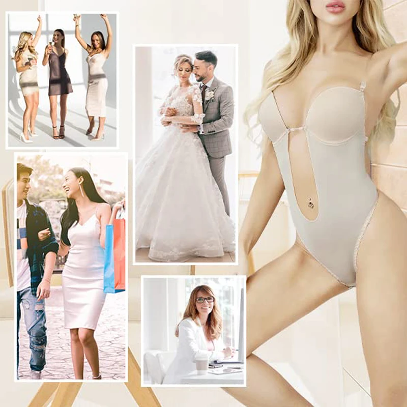Women's Invishaper-plunge Backless Bra Shaper Bra Bodysuits Seamless Thong  Deep V-neck Clear Strap For Parties Wedding Dresses - Shapers - AliExpress