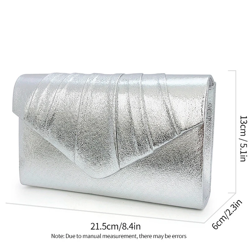 Gold Silver Square Bags for Women 2024 Trend Designer Luxury PU Leather Clutch Handbag Envelope Evening Shoulder Messenger Bag