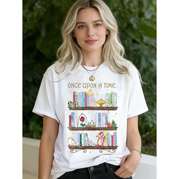 New Disney Princess Bookshelf Unisex T-Shirt - Timeless Fairy Tale T-Shirt Comfortable Soft Cotton 1