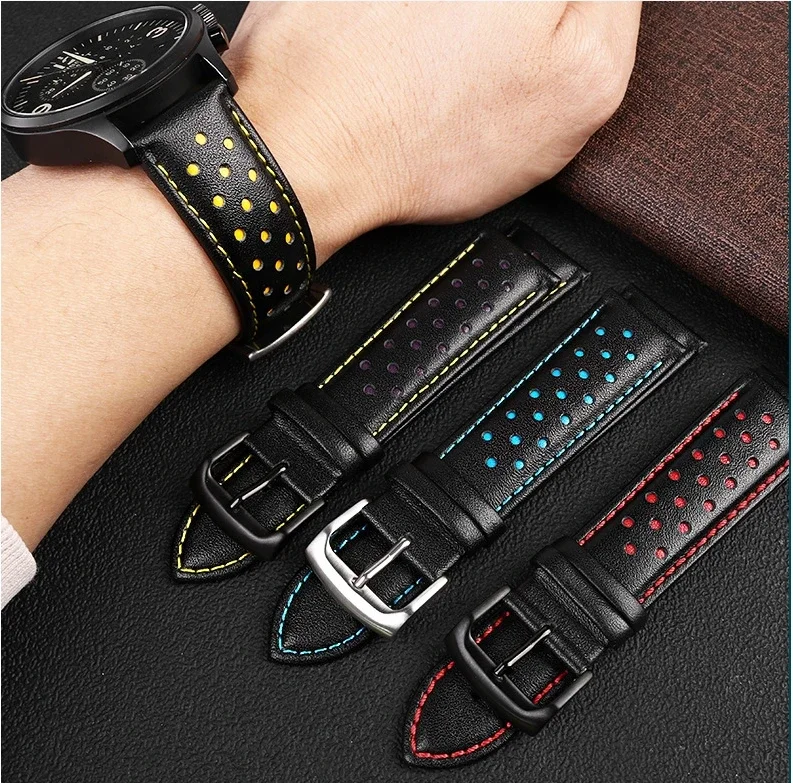 

22mm Watch Strap FOR TISSOT Wristwatch Band Soft PU Leather Safety Butterfly Buckle Watch Accessories Bracelet 22MM Belt