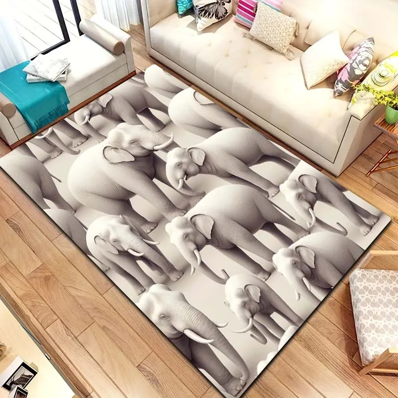 

Нескользящий ковер с 3D Рисунком Слона для спальни, гостиной, кухни, входа в ванную, декоративный ковер для двери