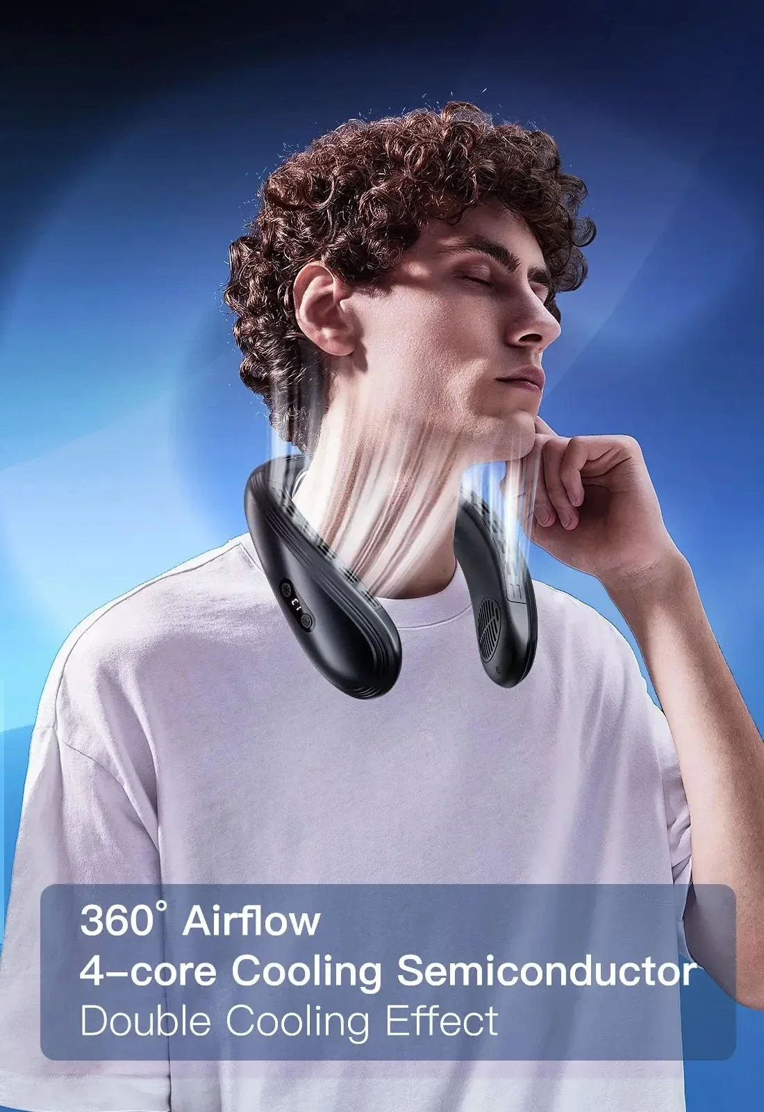 New Neck Air Conditioner Portable Neck Fan Rechargeable Semiconductor Cooling Bladeless Fan Outdoor Personal Fan Wearable Cooler 6