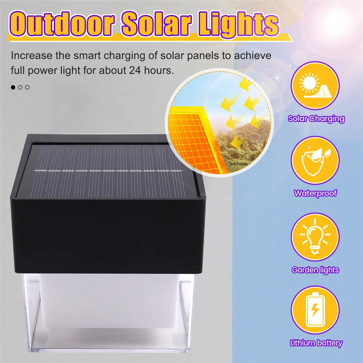 BAAU Outdoor Solar Waterproof Wall Lights Street Porch Garden Lights Corridor Landscaping Decorative Quadrate