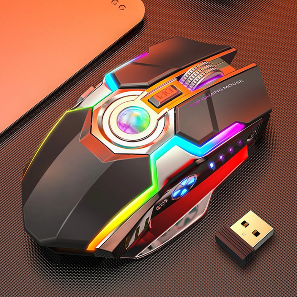 

A5 Беспроводная перезаряжаемая игровая Бесшумная компьютерная мышь с RGB подсветкой для киберпроигрывателя