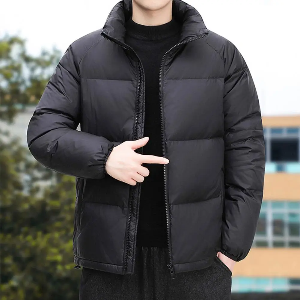 

Winter Coat Winter Men's Down Coat with Zipper Stand Collar Thickened Padded Heat Retention Neck Protection for Cold Days Jacket
