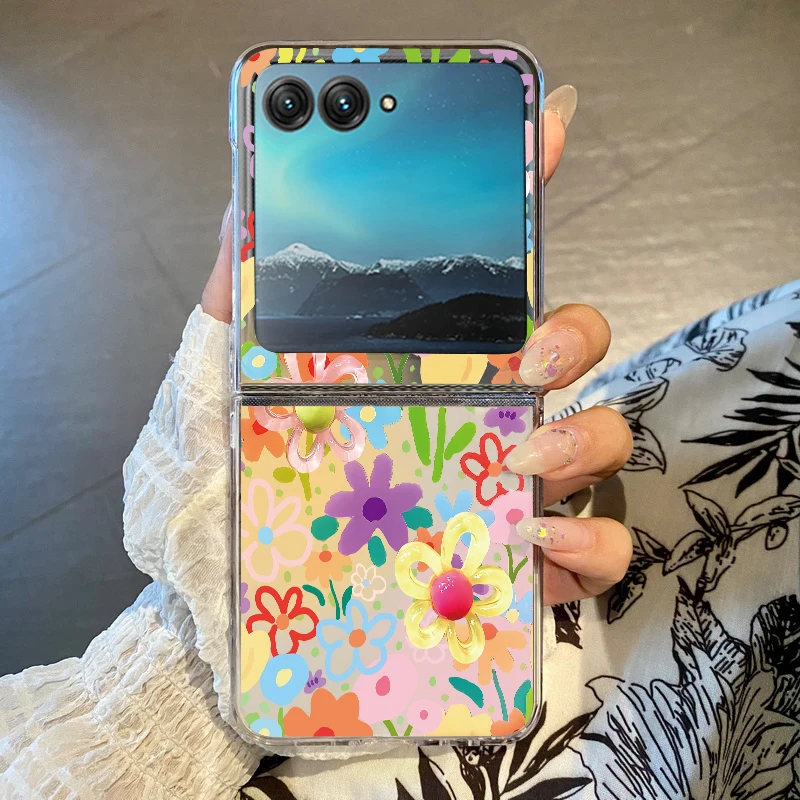 Pink Floral Clear Phone Case - Shockproof Bumper, Transparent Folding Hard Cover