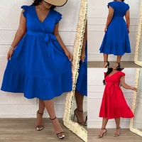 Plus Size Hot Sale Of The Season New Women's plus Size Dress with Lace Trim Belt Chinese Style Cross-Border Fashion Polyester...