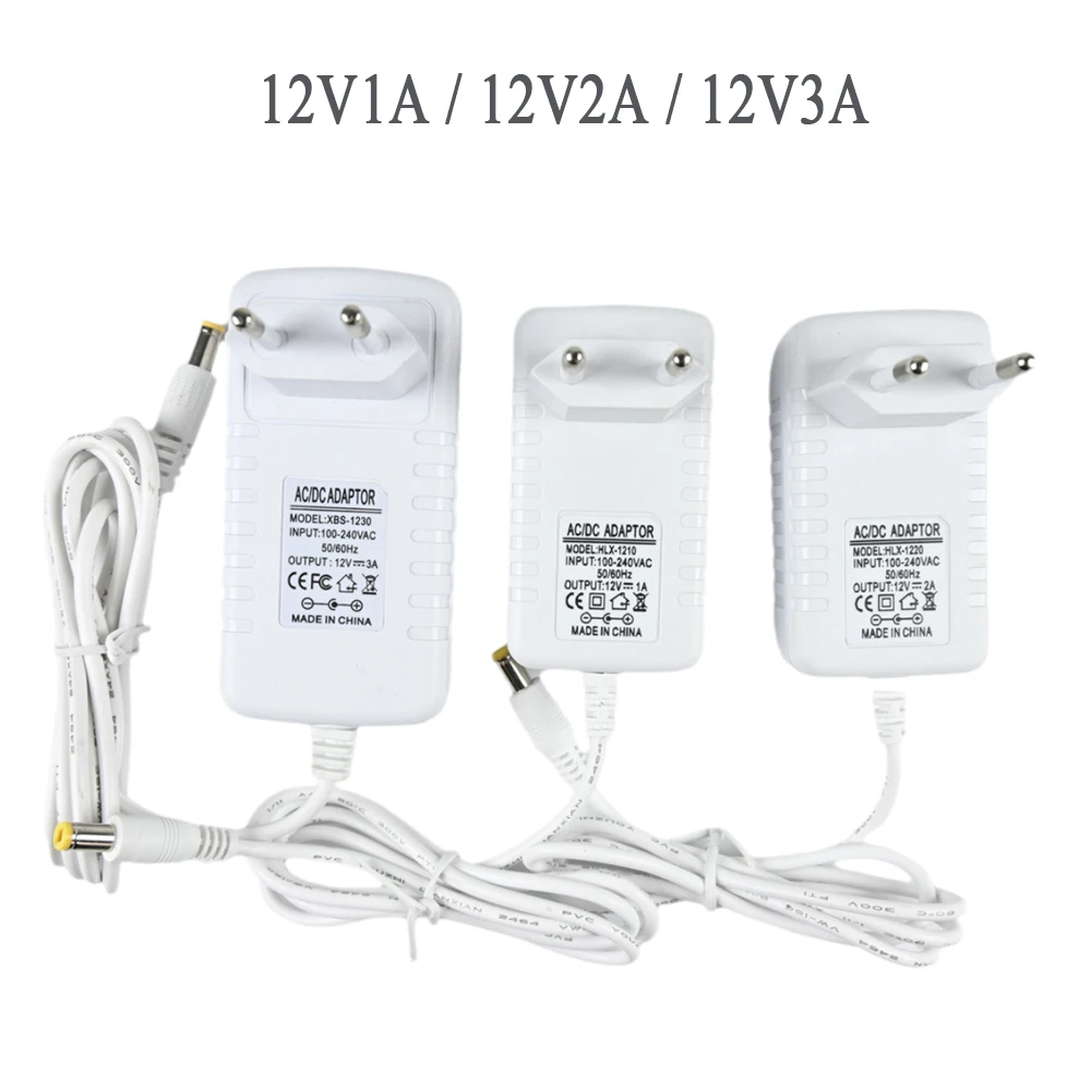 Universal Multi-Voltage Power Adapter with White Shell - EU Plug, 110-220V to 12V DC Conversion