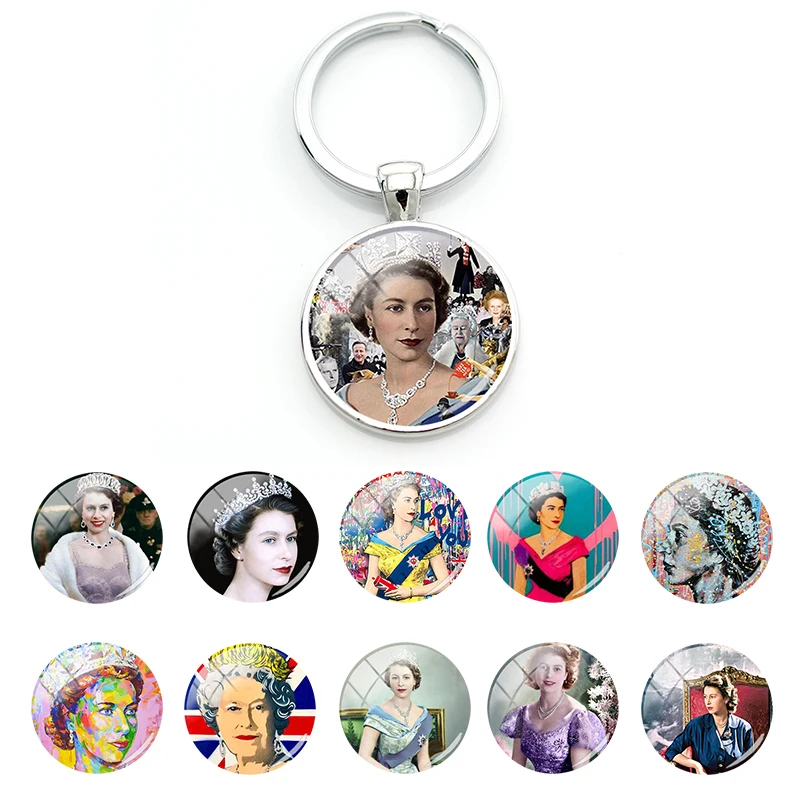 TAFREE Queen of England Elizabeth Souvenir Picture Glass Pendant