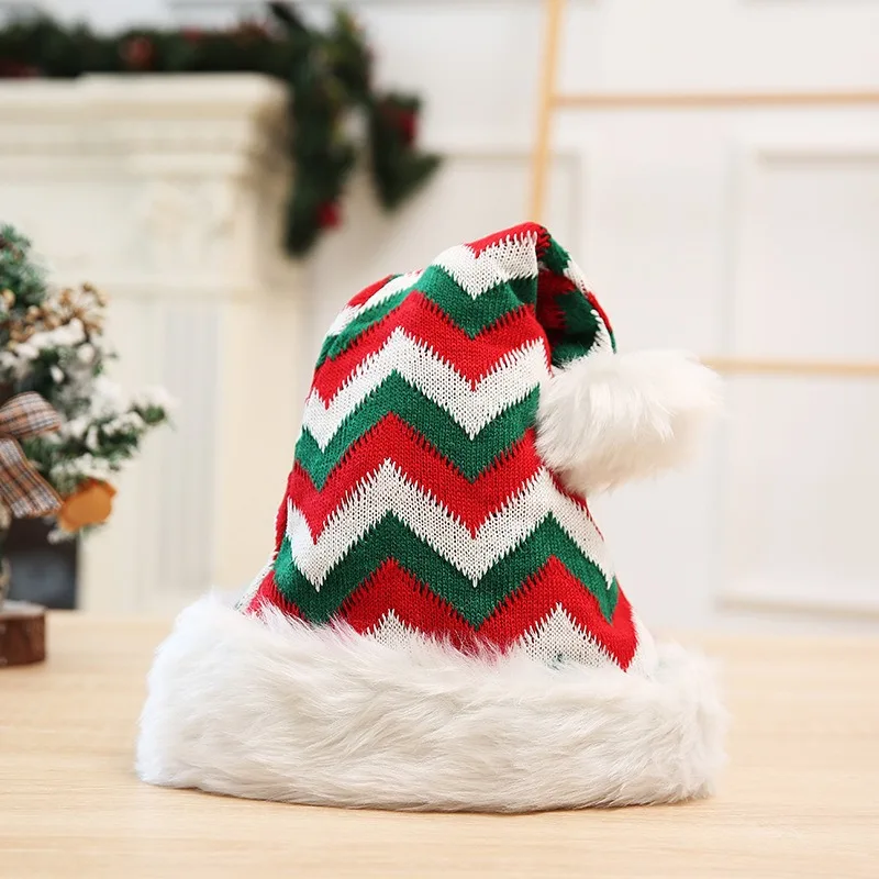 1PC New Christmas Hat, Thickened Version, Striped Santa Hat, Unisex, Fashionable Winter Warm Hat, Christmas Decoration