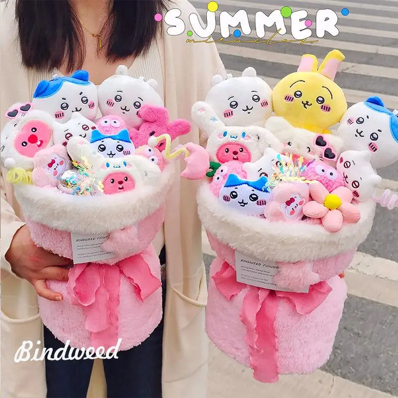 

Cartoon Kawaii Chikawa Doll Bouquet Cute Hachiware Usagi Anime Flower Plush Doll Cute Girl Plush Bouquet Birthday Gift