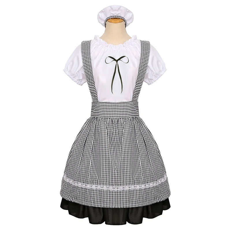 

Cute Sweet Black and White Plaid Lolita Maid Dress Costume Cosplay Woman Waitress Maid Costumes