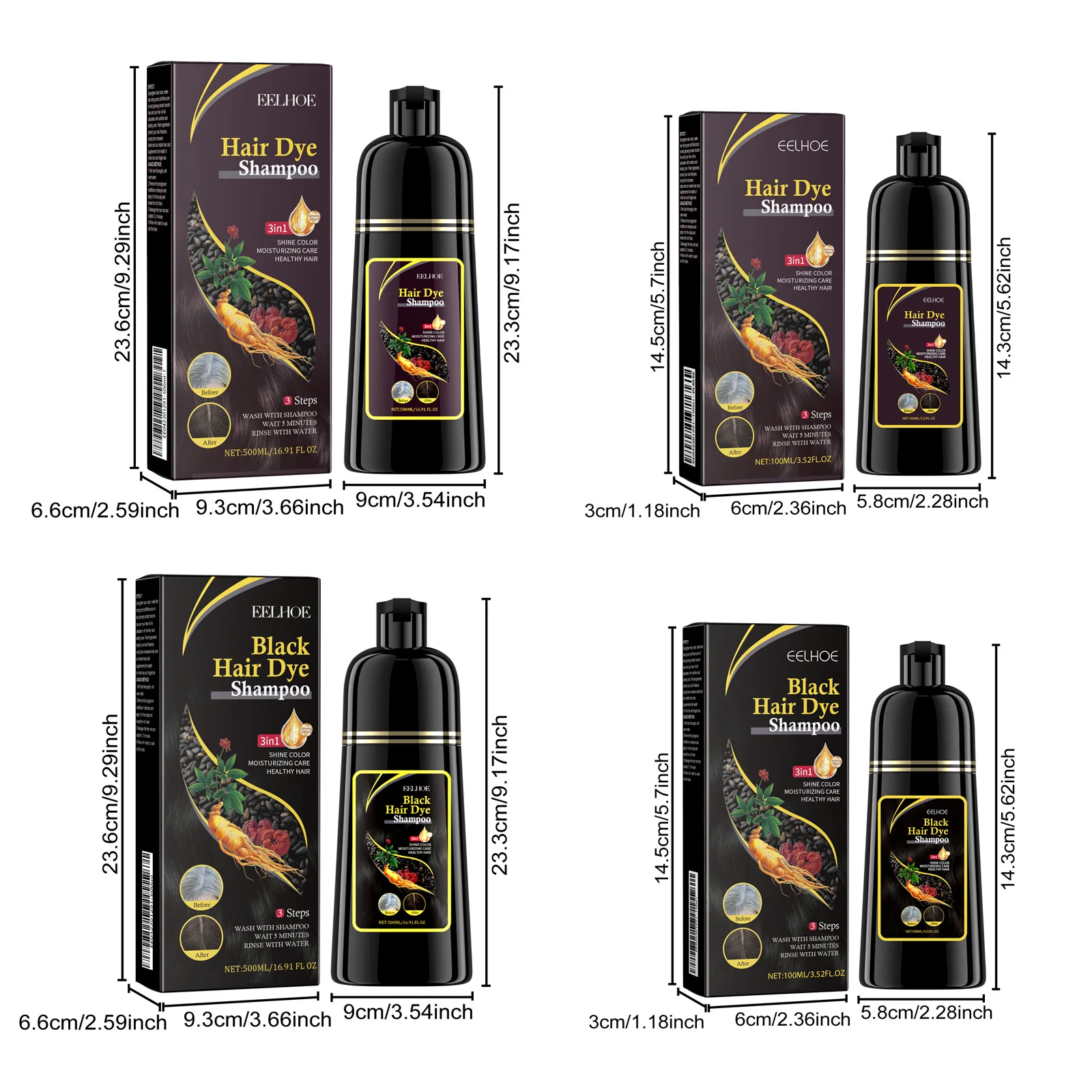 Hair Color Dye Shampoo Gray White Cover Natural Fast Dye Repair Dry Damaged Cleaning Nourishing Roots Restore Black Hair Shampoo 2