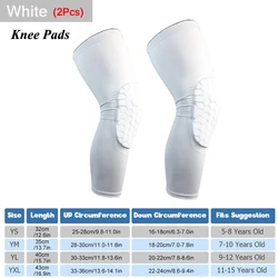 Youth Sports Honeycomb Compression Knee Pads Protective Gear - YS (White-2Pcs)