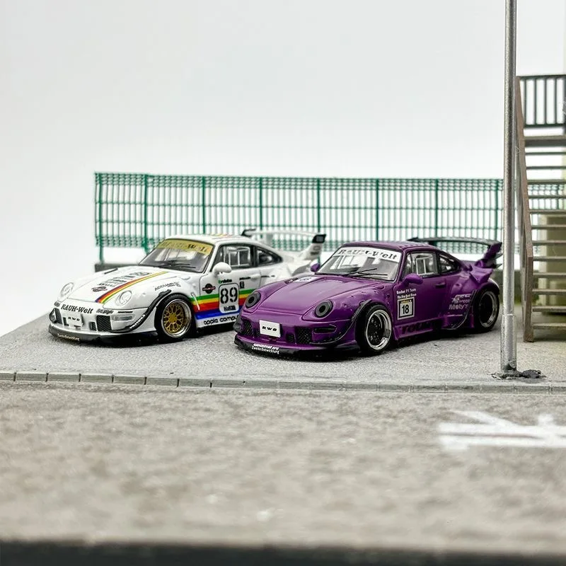 SW STAR 1:64 993 Wide-body RWB modified White Apple Status has alloy car model set 3