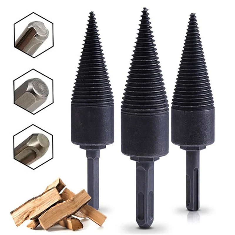 

Steel Material Firewood Splitter Drill Bit Round/Hex/Triangle Shank Wood Split Cone Drill Bit Household Tool