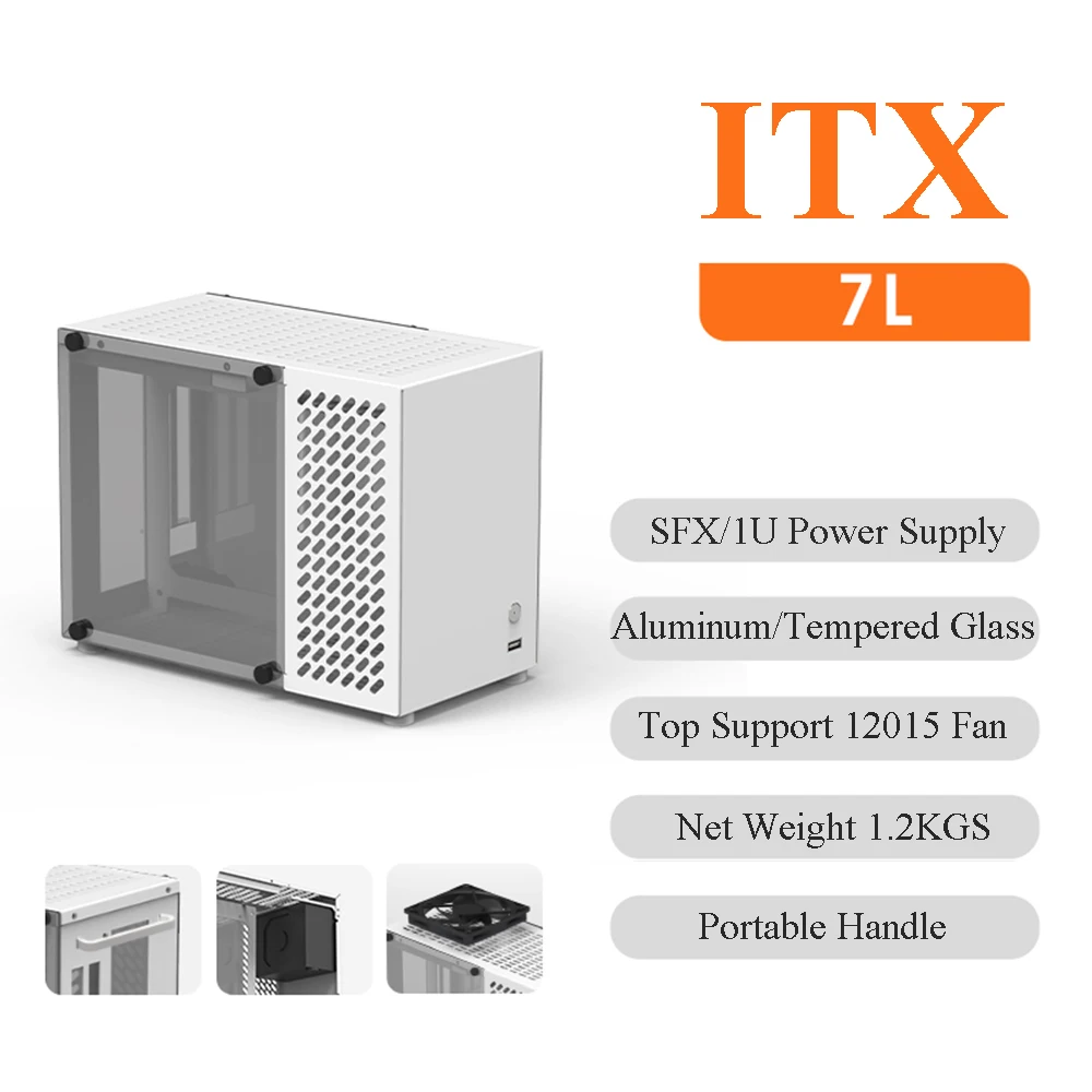 Mini Aluminum Itx Chassis Side Transparent Tempered Glass Pc Computer Gaming Case With Handle Portable Desktops Tower Cases