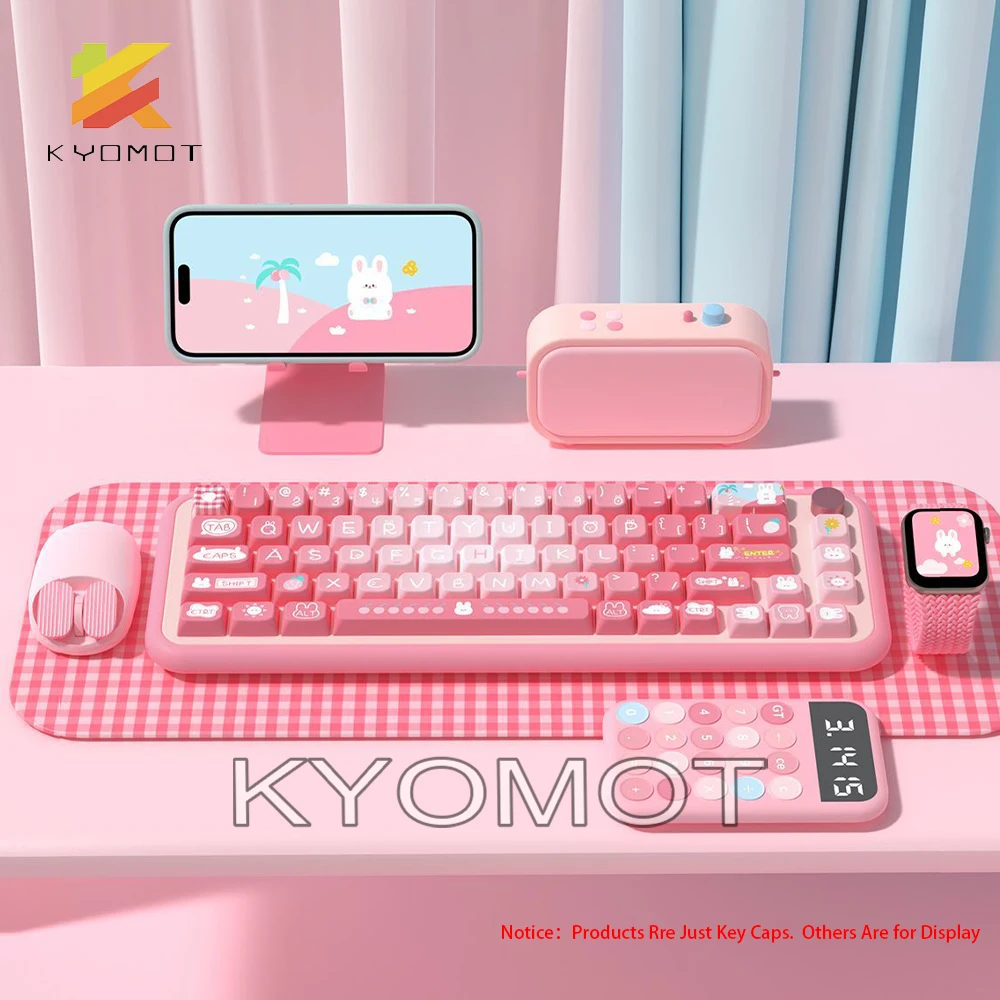 Ktomot-teclas do Tema Summer Bunny Teclado Mecânico Perfil Mda Layout Iso Sub Dye Pbt para Interruptor mx Faça Você Mesmo 158 Teclas - Imagem 5