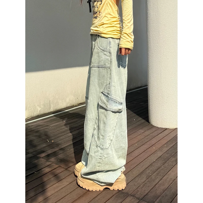 YIBASHU Women Black Gothic Emo Y2k Jeans Japandi Style Vintage Oversize Wide Jean Pants Harajuku Baggy Denim Trousers Clothes 3