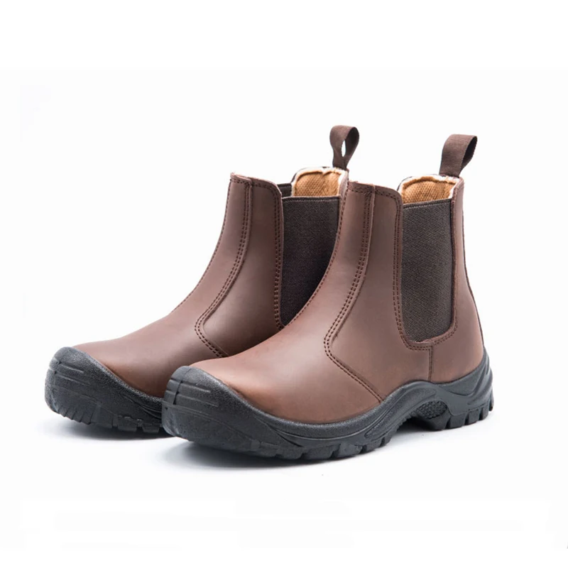 

men's fashion steel toe caps work boots cow leather safety shoes tooling security chelsea boot worker ankle botas safe footwear