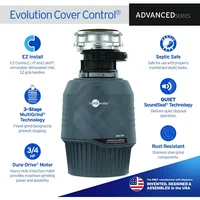 EVO CVR CNTRL Evolution Cover Control 3/4 HP, Advanced Series EZ Connect Batch Feed Food Waste Garbage Disposal, Gray 2