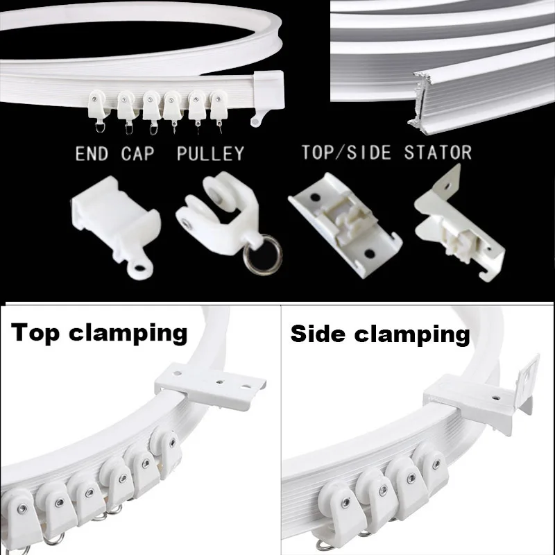 Curtain Track 2M Plastic Flexible Ceiling Mounted Curved Straight Slide Windows Bendable Accessories Kit Home Decor