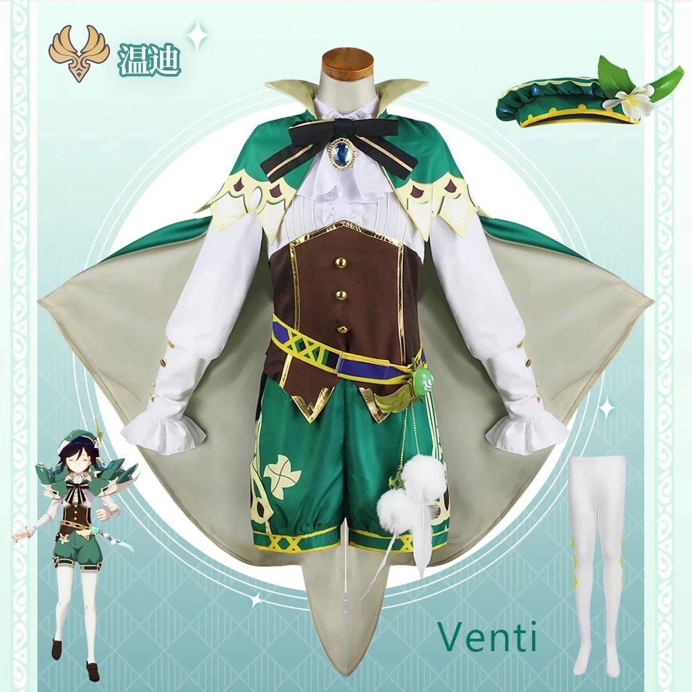 Anime Game Genshin Impact Cosplay Venti Costume Party Dress Wig Women  Halloween Carnival Cos Clothing Outfit Wendi Windy| | - AliExpress