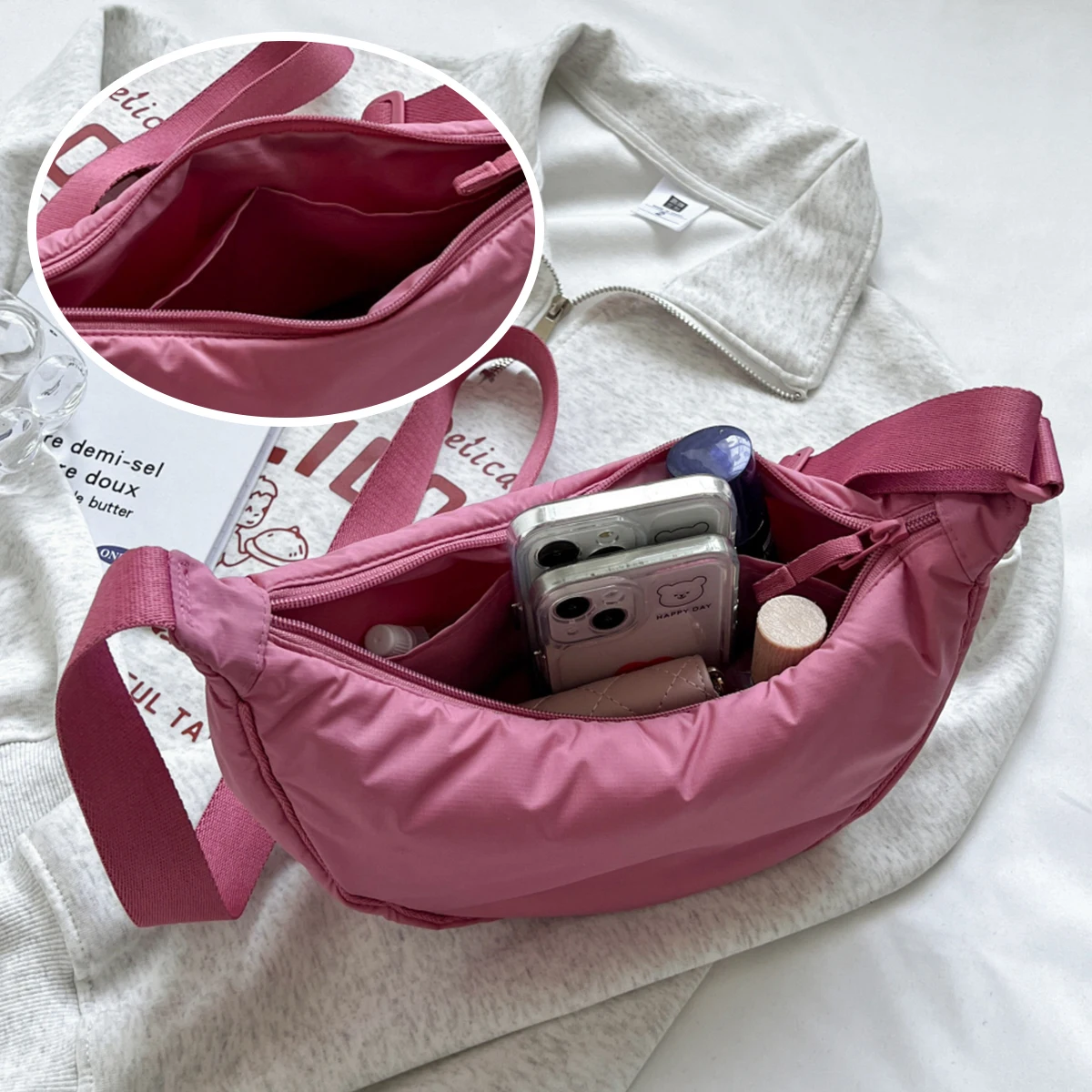 New Simple Waterproof Crossbody Bag for Women, Portable Armpit Bag, Large Capacity Casual Shoulder Bag, Men's Light Travel Canvas Bag, Shopping and Hiking