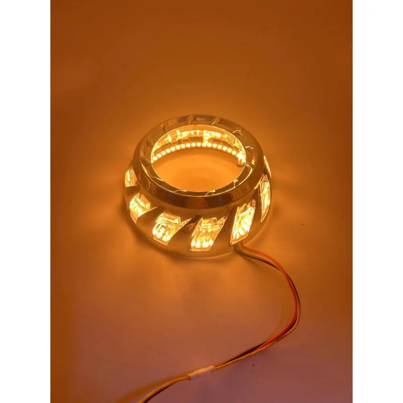 자동차 렌즈 설치 나선형 통합 커버, LED 단색, 듀얼 컬러, 다채로운 라이트 서클 장식 커버, 라이트 쉬, 3 인치