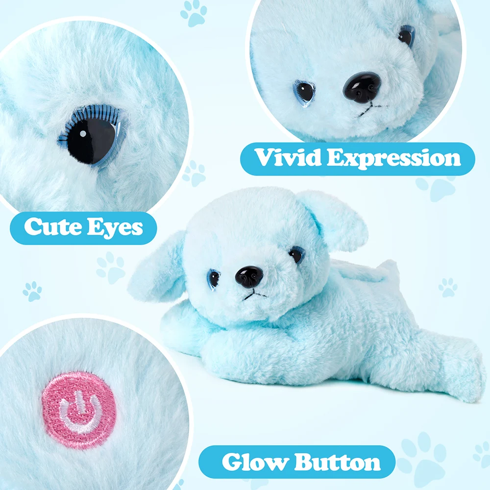 Plush Toy 38cm Plush Puppy Throw Pillows LED Light Musical Stuffed Animals Dog Dolls