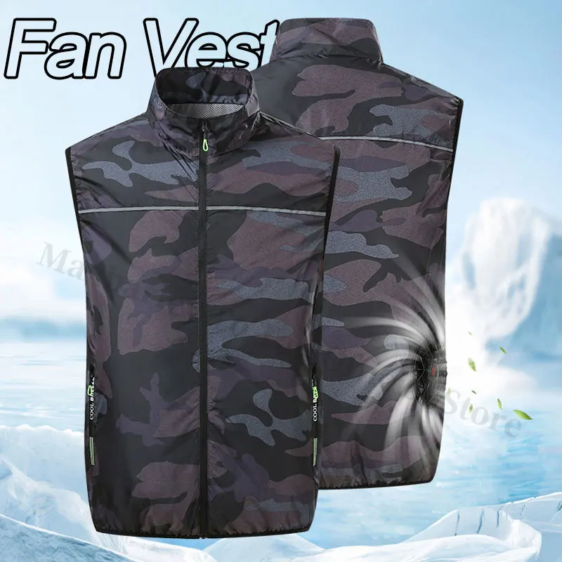 Cooling Fan Vest Hiking Air-conditioned Clothes Men Women Cooling Vest Work Sport Outdoor Camping Fishing Summer Cool Jacket