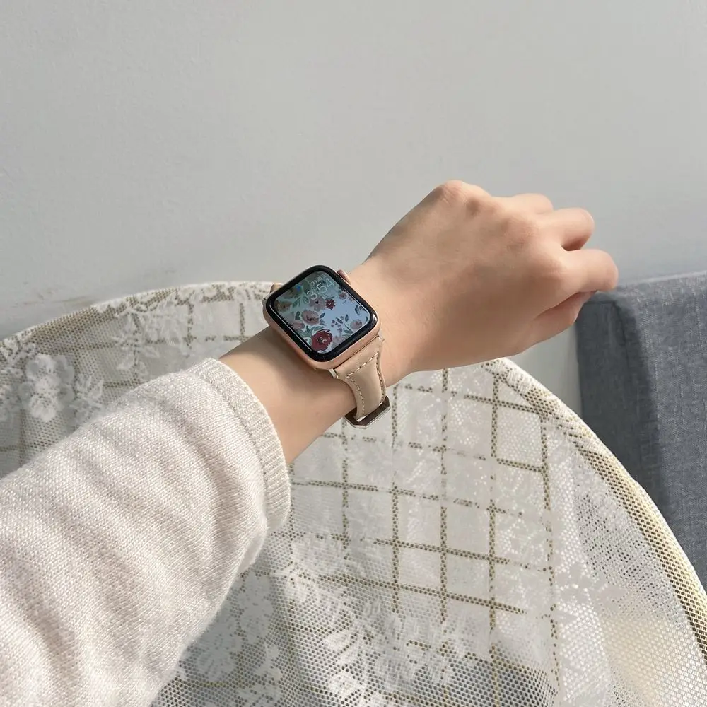 Schlankes Lederarmband für Apple Watch Band Ultra-2 49 mm Serie 10 7 8 9 41 mm/45 mm 38 mm/42 mm Handgelenkarmband iWatch SE 6 5 4 40 mm/44 m – Detail 19