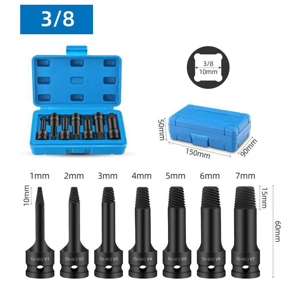 

7PCS Damaged Screw Extractor Set Manual Electric Broken Remover Screw Extractor Easy Demolition Power Tools