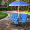 Compact 2-Seat Folding Chair with Removable Umbrella for Outdoor Use - Blue 6