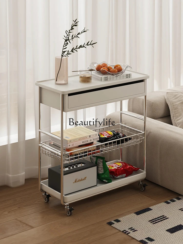 

Movable Trolley Living Room Snack Storage Basket Multi-Layer Storage Rack