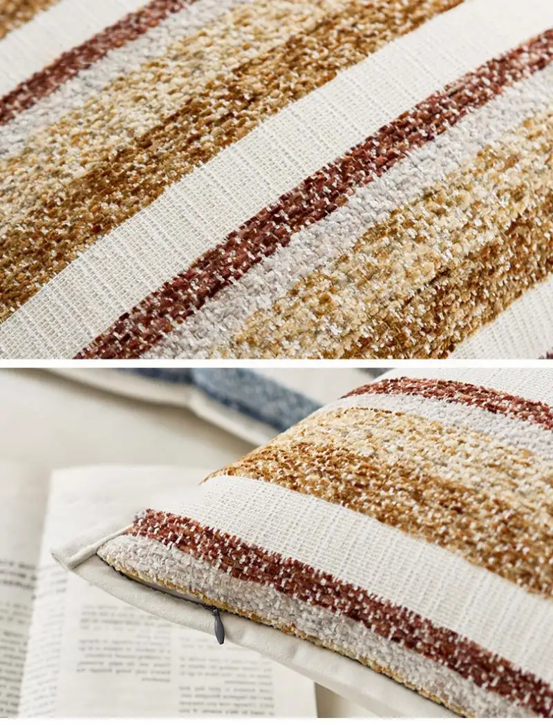 Einfache dreidimensionale gestreifte Jacquard-Kissenbezug Cojines Polyester-Dekor für Zuhause, Sofa, Überwurf, Kissenbezug, Kopfteil-Kissenbezüge – Detail 5