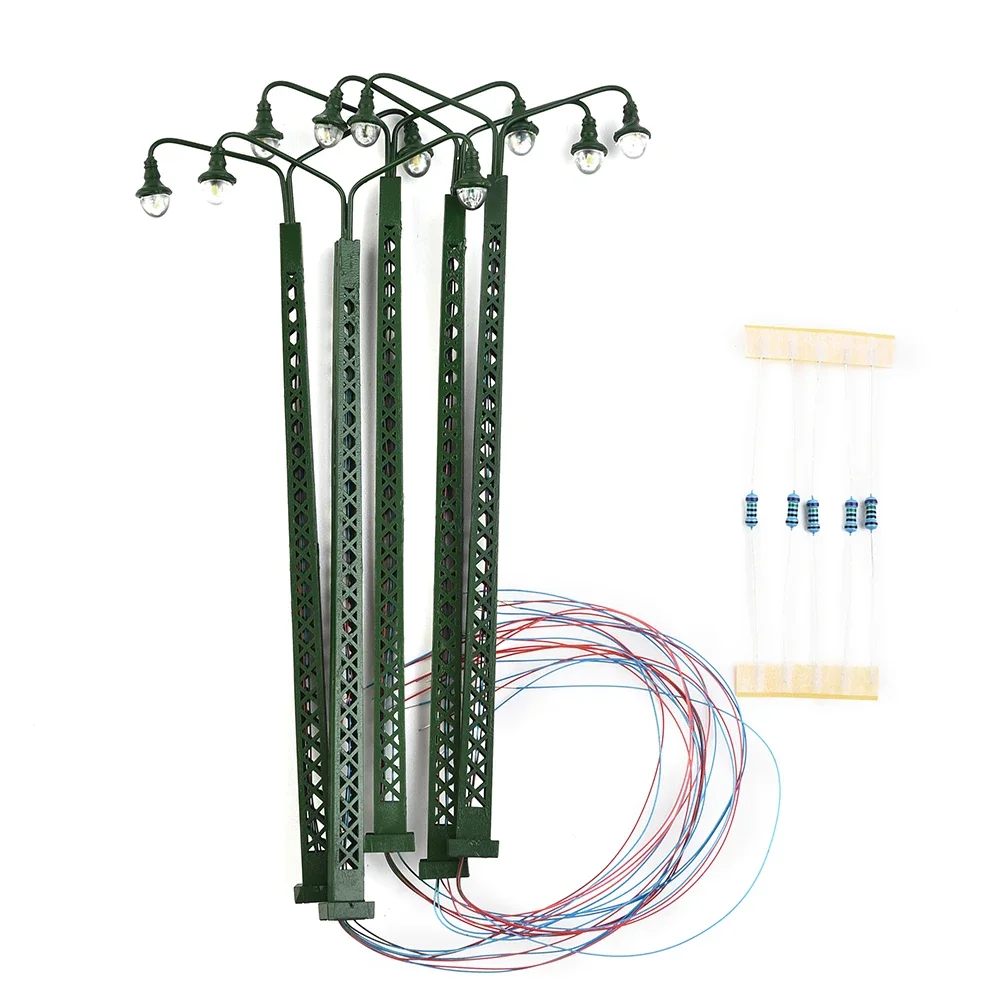 Model Railroad Lights 5Pcs Model Railroad Lights Lattice Mast Light Gauge H0 1:87 LED Light Layout Building Train Landscape Accessories Street Lamp