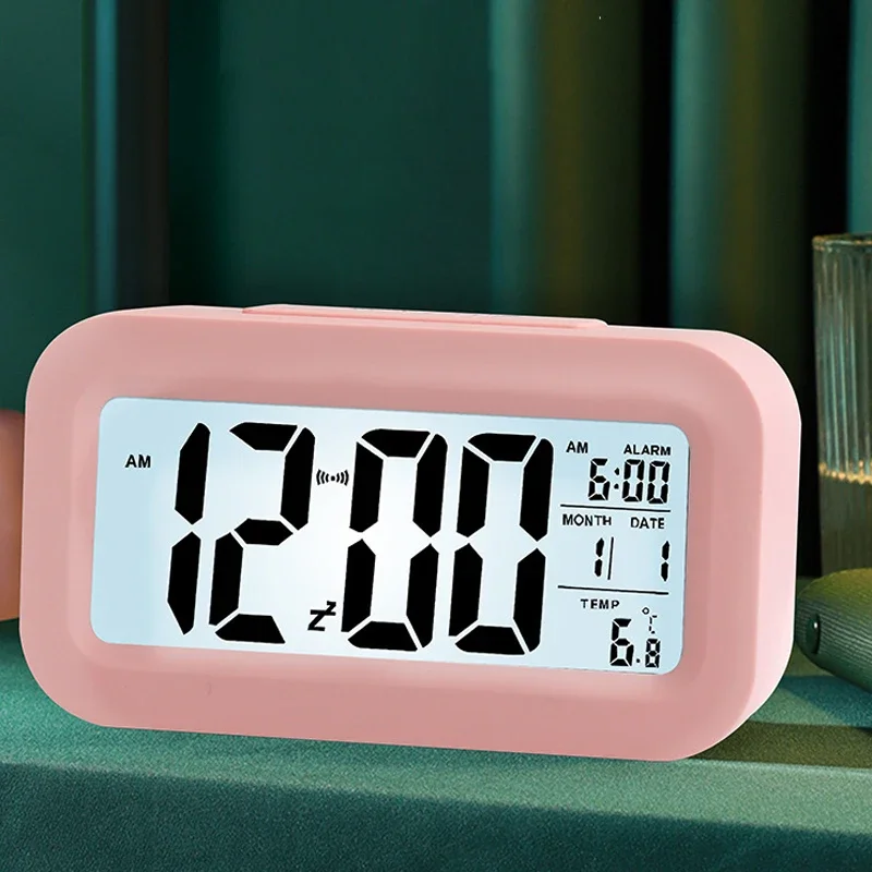 Réveil numérique à commande vocale, horloges intelligentes à LED,  TeperMobSnooze, mode nuit, horloge de table de